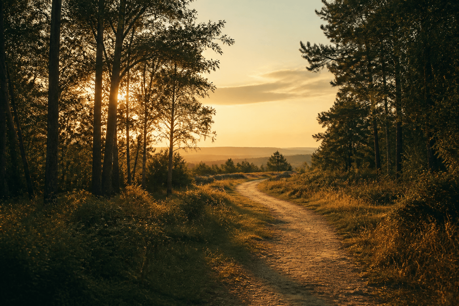 A path through soft woodland light
